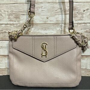 STEVE MADDEN Luxury Vegan Leather Crossbody Gold Chain Strap Grey Bag Purse EUC